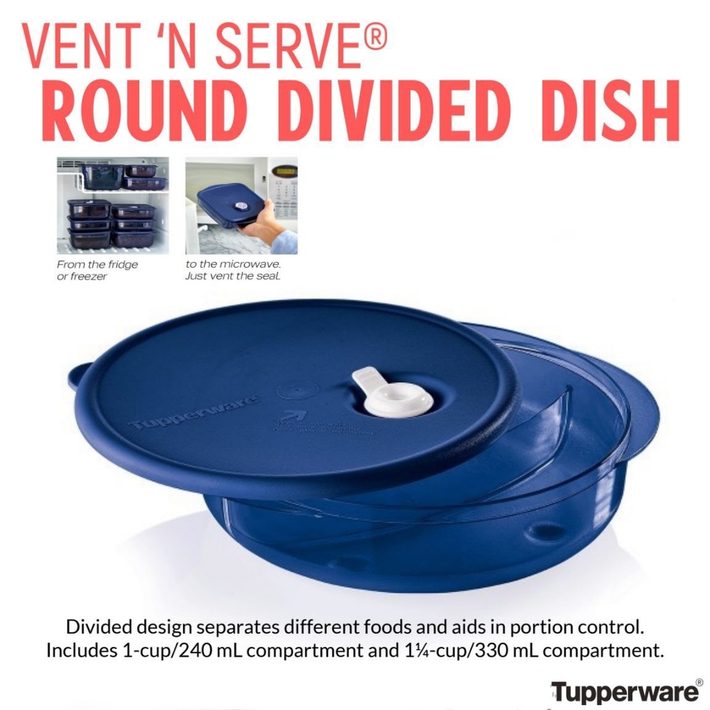 Vent N Serve Round Divided Dish